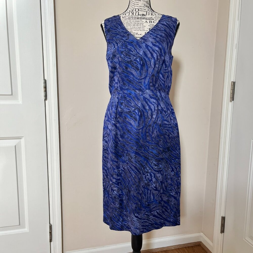 Banana Republic Blue Rayon/Linen Blend Sheath Dress, Never Worn, Size 4